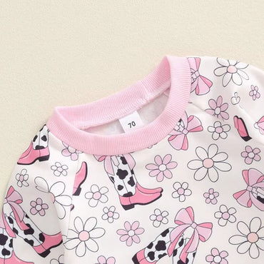 Long Sleeve Cowgirl Floral Baby Set
