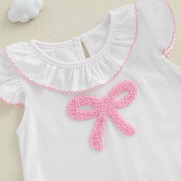 Vintage Pink Bow Baby Romper