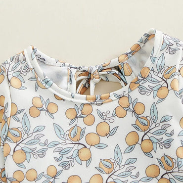 Long Sleeve Ruffled Orange Toddler Swimsuit