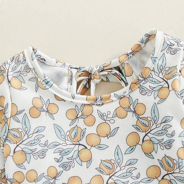 Long Sleeve Ruffled Orange Toddler Swimsuit