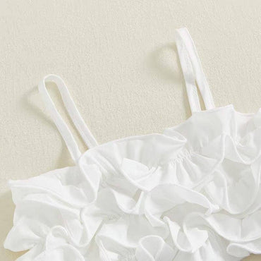 White Top Denim Skirt Toddler Set