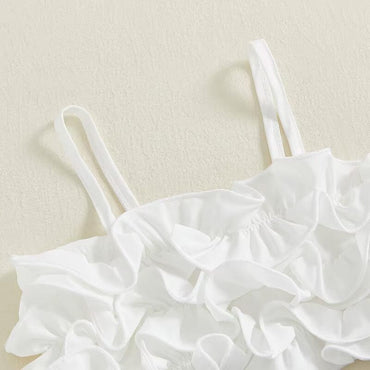 White Top Denim Skirt Toddler Set