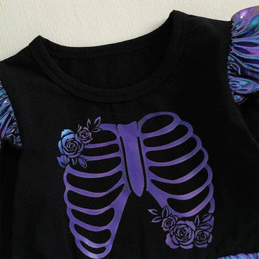 Long Sleeve Purple Skeleton Baby Romper