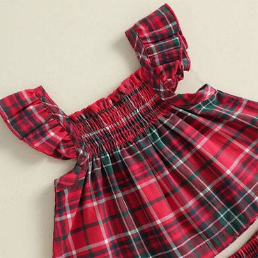 Fly Sleeve Plaid Toddler Set