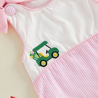 Sleeveless Bows Striped Golf Baby Romper