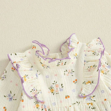 Long Sleeve Vintage Floral Baby Romper