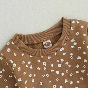 Long Sleeve Taupe Blossom Baby Set