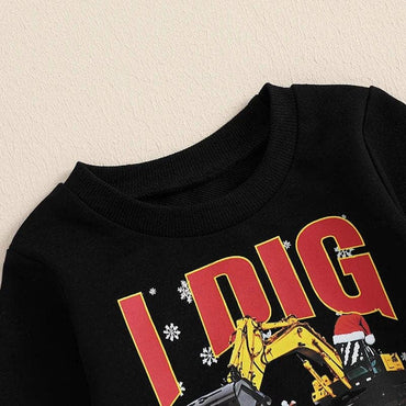 Long Sleeve Christmas Digger Toddler Set