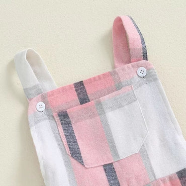 Sleeveless Plaid Bell Bottom Toddler Jumpsuit