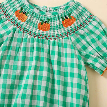 Short Sleeve Plaid Halloween Baby Romper