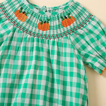 Short Sleeve Plaid Halloween Baby Romper
