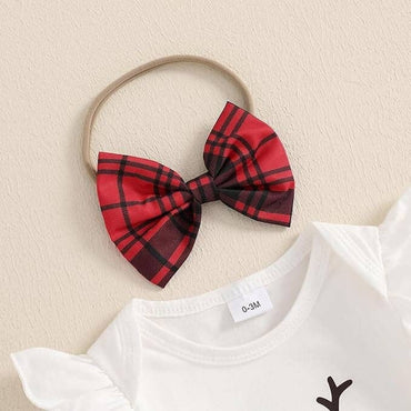 First Christmas Plaid Ruffle Skirt Baby Set