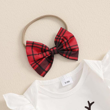 First Christmas Plaid Ruffle Skirt Baby Set