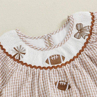 Puff Sleeve Football Toddler Dress