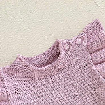 Ruffled Sleeve Knit Baby Romper