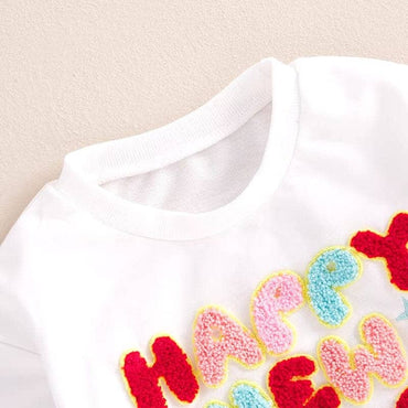 Happy New Year Pink Flared Pants Toddler Set