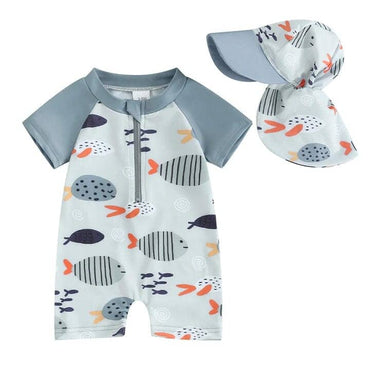 Short Sleeve Fish Baby Swimsuit