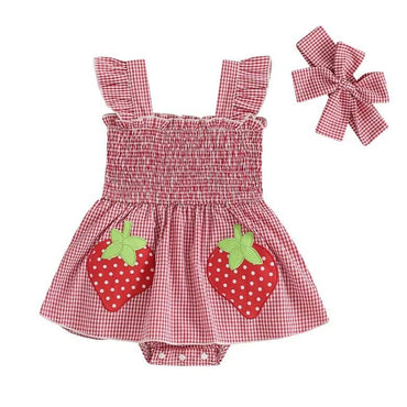 Strawberry Plaid Baby Romper