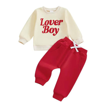 Lover Boy Solid Pants Baby Set Red 3-6 M