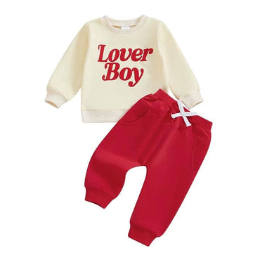 Lover Boy Solid Pants Baby Set Red 3-6 M