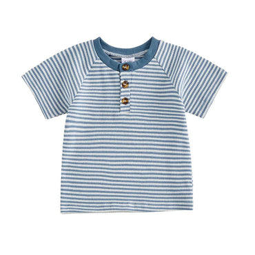 Short Sleeve Striped Toddler Tee Blue 3-6 M