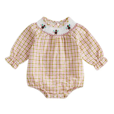 Vintage Plaid Thanksgiving Baby Romper