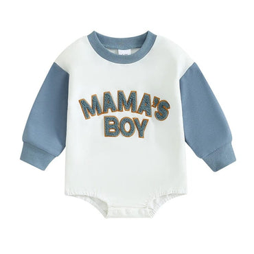 Long Sleeve Mama's Boy Baby Bodysuit Blue 0-3 M