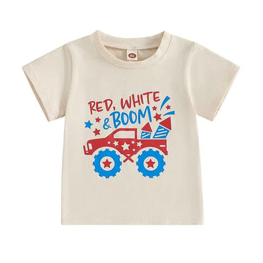 Red White and Boom Toddler Tee Beige 2T