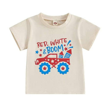 Red White and Boom Toddler Tee Beige 2T
