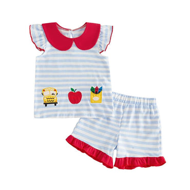Striped Collar Back To School Toddler Set Sets The Trendy Toddlers Red 2T