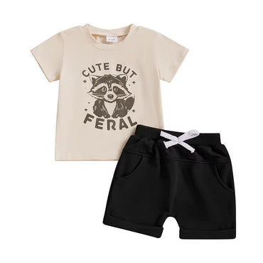 Short Sleeve Cute But Feral Baby Set