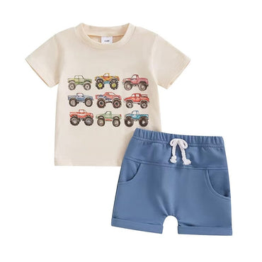 Short Sleeve Trucks Baby Set