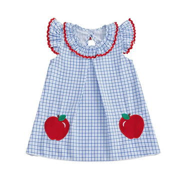 Fly Sleeve Apple Checkered Toddler Dress
