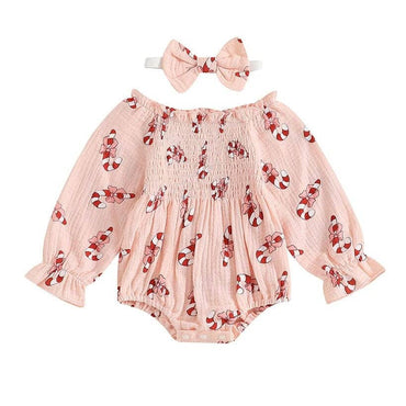 Long Sleeve Candy Cane Baby Romper