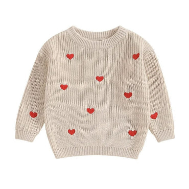 Hearts Knitted Baby Sweater Beige 0-3 M