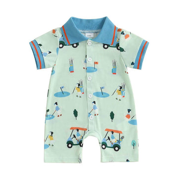 Short Sleeve Golf Collar Baby Romper