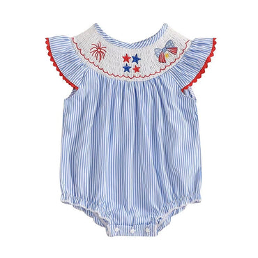 Fly Sleeve Stripes 4th of July Baby Romper