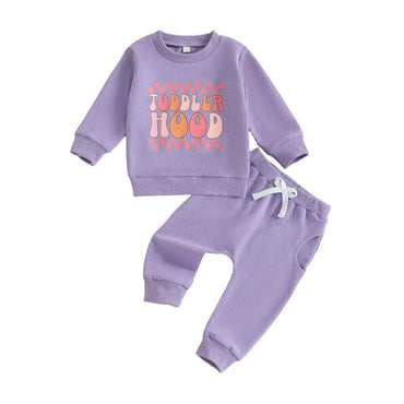 Long Sleeve Toddler Hood Set Purple 3-6 M
