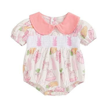 Short Sleeve Easter Collar Baby Romper