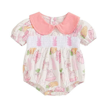 Short Sleeve Easter Collar Baby Romper