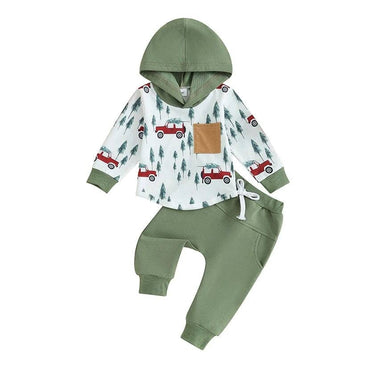 Long Sleeve Christmas Hooded Baby Set