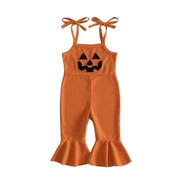 Pumpkin Face Flared Baby Jumpsuit Jumpsuit The Trendy Toddlers