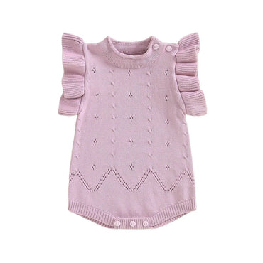 Ruffled Sleeve Knit Baby Romper