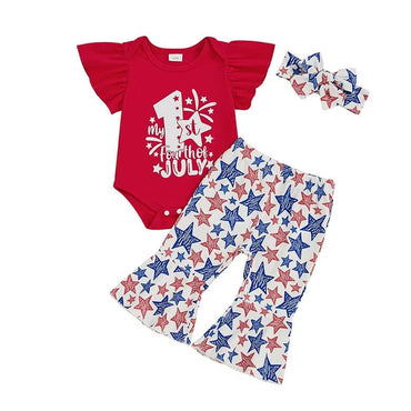 4th of July Flared Pants Baby Set Red 0-3 M