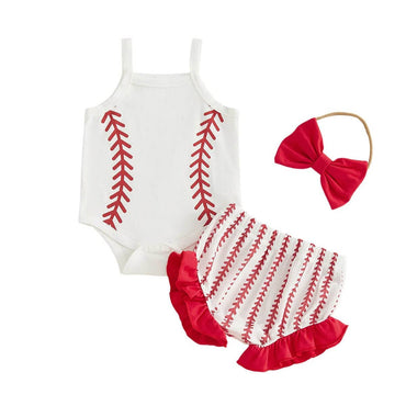 Sleeveless Baseball Ruffled Baby Set