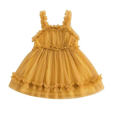 Sleeveless Tulle Toddler Dress Mustard Orange 9-12 M