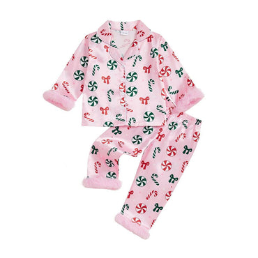 Long Sleeve Christmas Toddler Pajama Set Pink 12-18 M