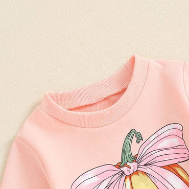 Long Sleeve Pink Pumpkin Bow Baby Set