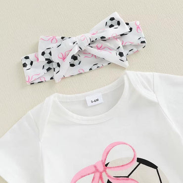 Football Bows Flared Pants Baby Set