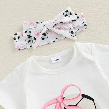 Football Bows Flared Pants Baby Set